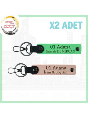 Yavru Ağzı-F Yeşil, Kişisel 2'li Anahtarlık, 01 Adana’ya Özel Hediye Için Kullanışlı ve Şık Tasarım