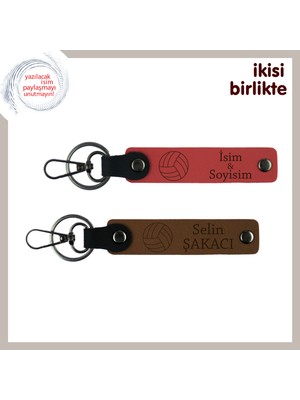 Saha Hatıralarına Kalıcı Dokunuş, Voleybol Toplu Kişisel Anahtarlık Takımı, Nar Çiçeği-Açık Kahve