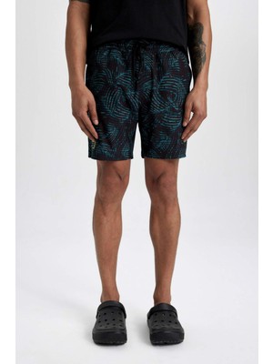 DeFacto Regular Fit Baskılı Esnek Dokulu Kısa Boy Sporcu Deniz Şortu A4185AX24HS