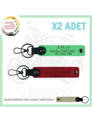 Miawiki Motor Tutkunlarına, Isim Plaka ve A Rh (+) Kan Grubu Yazılı X2 Anahtarlık Hediye, Kırmızı-F Yeşil-Sk