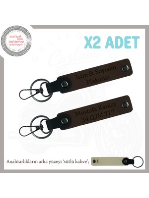 Miawiki 2’li Isimli & Plakalı Anahtarlık Seti – Sevdiklerine Özel Armağan Seçeneği, Koyu Kahve-S Kahve