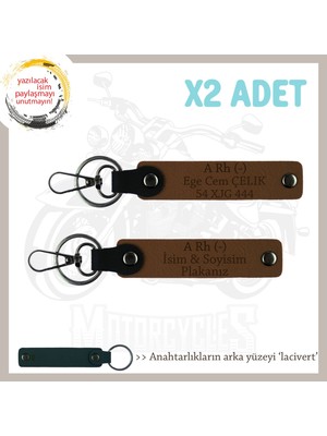 Miawiki Hız Severlere Isim Plaka ve A- Kan Grubu Yazılı Özel Üretim X2 Anahtarlık Sürpriz Hediye, Kahve-Laci