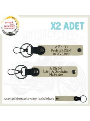 Miawiki Motorcu Babaya Dogum Günü Hediyesi Isim Plaka ve A Rh (+) Kan Grubu Yazılı X2 Anahtarlık, S Kahve-Sk