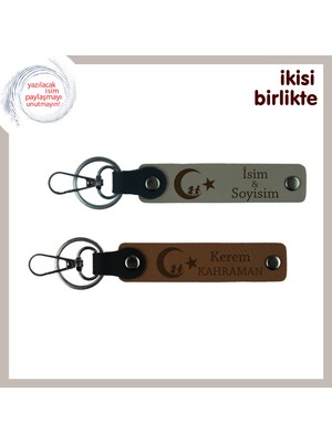 Miawiki Amcaya Unutulmaz Armağan – Çocuk ve Ayyıldız Temalı 2’li Kişisel Anahtarlık Seti, Kül Gri-Kahve