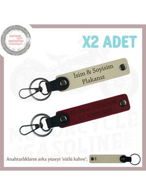 Miawiki Sürpriz Arayanlara Ikili Anahtarlık Seti – Plaka ve Isim Yazılabilir Hediye, Sütlü Kahve-Bordo-Sk