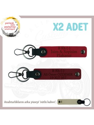 Miawiki Motor Tutkunlarına, Isim Plaka ve B Rh (-) Kan Grubu Yazılı X2 Anahtarlık Hediye, Kırmızı-F Yeşil-Sk