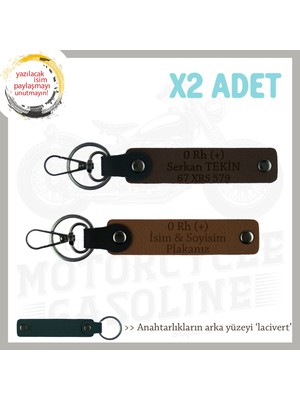 Miawiki Motor Severlere, Isim Plaka ve 0 + Kan Grubu Yazılı Anlamlı Hediye X2 Anahtarlık, Kahve-K Kahve-Laci