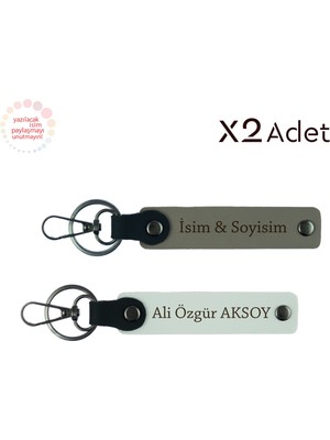 Miawiki Nişanlıya Romantik Dokunuş – Çiftler Için 2’li Isimli Anahtarlık Hediyesi, Kül Gri-Beyaz