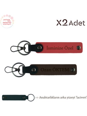 Kurumsal Çalışanlara Yılbaşı Hediyesi, Isim & Soyisimli 2’li Anahtarlık, Nar Çiçeği-K Kahve-Lacivert