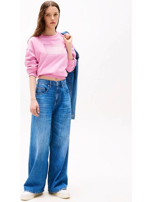 Tommy Jeans Tjw Rlx Gradıent Flag Crew Kadın Pembe Kazak DW0DW21396U06