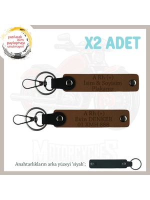 Hız Severlere Isim Plaka ve A+ Kan Grubu Yazılı Özel Üretim X2 Anahtarlık Sürpriz Hediye, Kahve-Syh