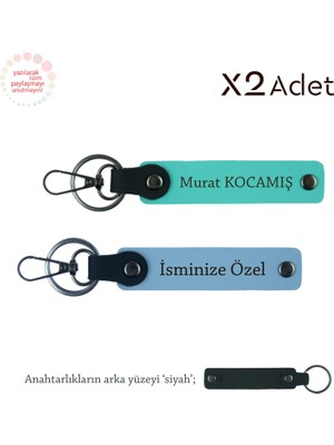 Miawiki Doktora Teşekkür Hediyesi, Isimli 2’li Anahtarlık Hediye Takımı, Gök Mavi-Turkuaz-Siyah