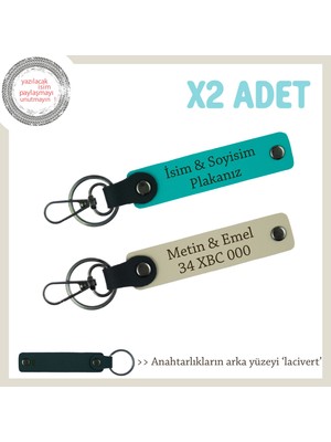 Miawiki Motor Seven Sevgiliye Çok Özel Hediye, Isim ve Plaka Yazılı X2 Anahtarlık, Koyu Turkuaz-S Kahve-Laci