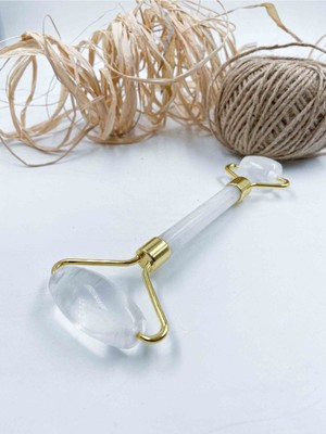 Teknotrust Beyaz Kristal Kuvars Taşı Doğaltaş Yüz Masaj Roller Aleti