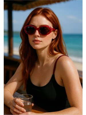 Uv 400 Korumalı Bordo Kadın Güneş Gözlüğü Bordo Renkli Çerçeve Ce Belgeli Güneş Gözlüğü