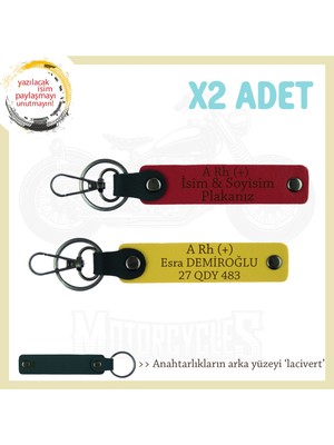 Miawiki Motor Severlere, Isim Plaka ve A Rh (+) Kan Grubu, Tasarım Hediye 2'li Anahtarlık, Kırmızı-Sarı-Laci