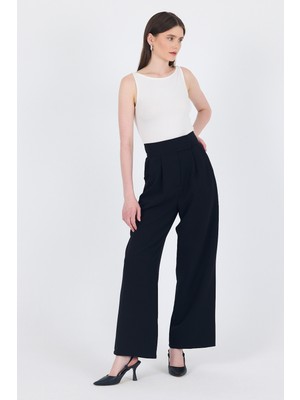Siyah Cırt Kapama Detaylı Palazzo Pantolon 1615