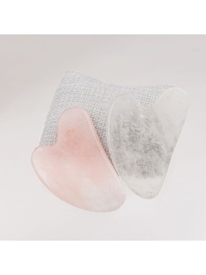 Pembe ve Kristal Kuvars Yüz Masaj Aleti Seti, Gua Sha ile Güzelliğinize Işıltı Katın