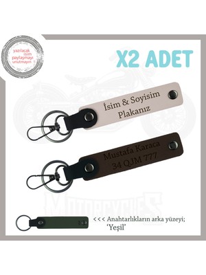 Miawiki Yol Dostlarına Özel Hediye, Isim ve Plaka Yazılı Şık 2’li Deri Anahtarlık Seti, Pudra-K Kahve-Ysl