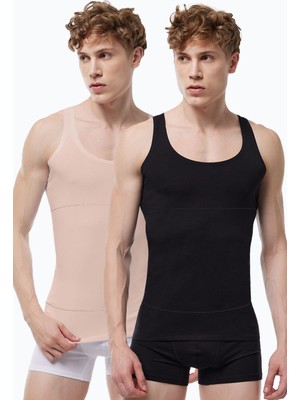 Malabadi Erkek Siyah Ten Rengi 2 Li Paket Göbek Toparlayıcı Iz Yapmayan Modal Korse Atlet 2M042