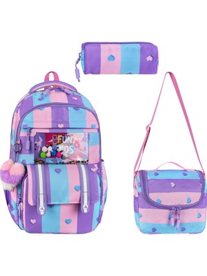 Alanç Gift Kore Tarzı Kız Çocuk Ortopedik Ortaokul, İlkokul Sırt Çantası Termal Beslenme Çantası Ve Kalemlik