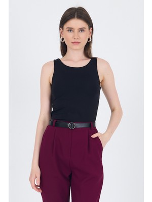 Siyah Halter Yaka Vücuda Oturan Alttan Çıtçıtlı Body 9198M