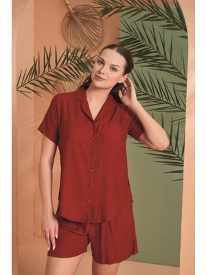 Pjs Kadın Bordo Şort Takım 27030