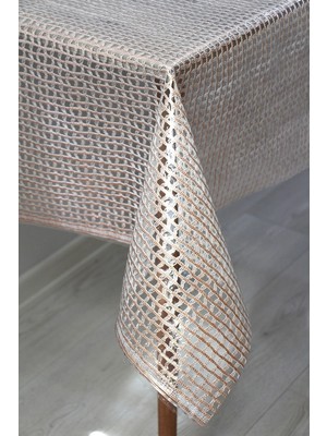 Rona Home Hasır Lüx Pvc Kaplamalı Silinebilir Masa Örtüsü Muşamba Sofra Bezi Su Geçirmez.