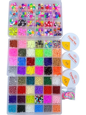 Yiğit Aksesuar 24 Gözlü Kutuda 3'lü Mega Fimo Figür , Fimo Boncuk ve Kum Boncuk Takı Yapma Hobi Seti