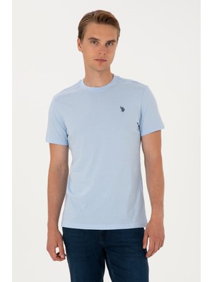U.S. Polo Assn. Erkek Regular Fit Bisiklet Yaka Açık Mavi Basic Tişört 50298015-VR003