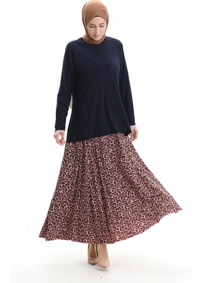 Sefa Merve Sandy Kumaş Tunik Etek Ikili Takım 2077-02 Lacivert