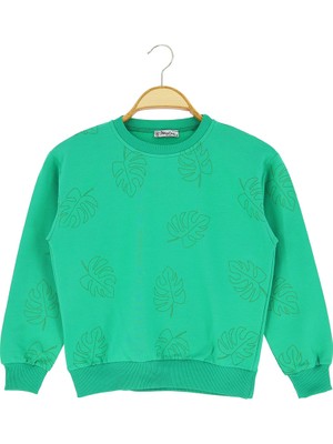 Kız Çocuk Sweatshirt Yaprak Baskılı