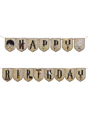 Harry Potter Temalı Happy Birthday Yazı Banner Doğum Günü Parti Süsü