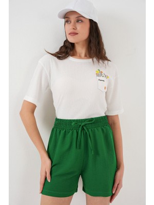 Ahes Shopping Rahat Kalıp Şort 5327 - Yeşil