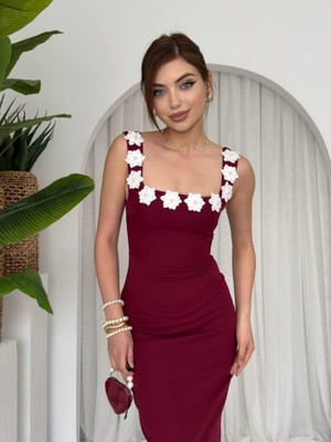 Ahes Shopping Mıng Çiçek Detaylı Elbise