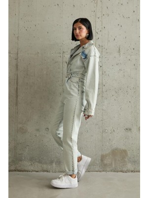 Ahes Shopping Kar Yıkama Blue Denim Tulum