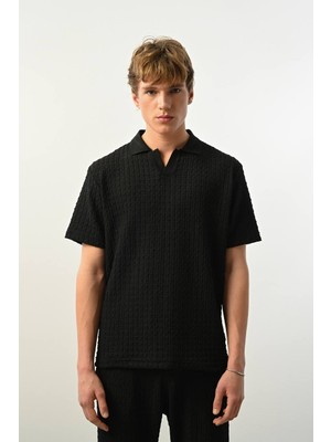 Polo Yaka Dokulu Erkek T-Shirt