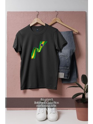 Oversize Brezilya Bayrak Perde  Tasarımlı Unisex T-Shirt