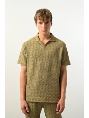 Polo Yaka Dokulu Erkek T-Shirt