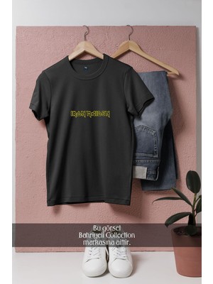 Oversize Yellow Line Iron Maiden  Tasarımlı Unisex T-Shirt