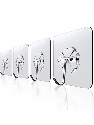 Haus Askı Askılık 10 Adet Güçlü Şeffaf Duvar Askısı Askılığı Yapışkan Vantuz Kanca Mutfak Banyo Aksesuar