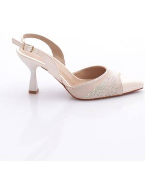 Dgn 01 Kadin Silver Taşli Sivri Burun Topuklu Ayakkabi