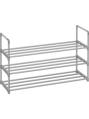 3 Katmanlı Ayakkabı Rafı, Ayakkabı Saklama Düzenleyici, Metal Saklama Rafı, 12 Ile 15 Çift Ayakkabıya Uygun, 30,5 x 92 x 55 Cm, Gri LSA303G01
