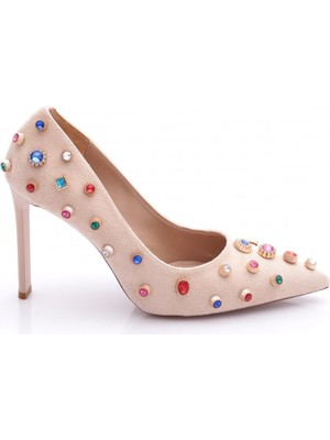 Dgn 5611 Kadin Aksesuarli Sivri Burun Topuklu Ayakkabi