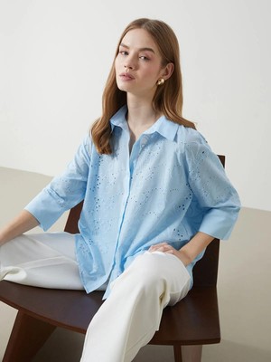 Lcw Vision  Ajurlu Oversize Kadın Gömlek  (S5)