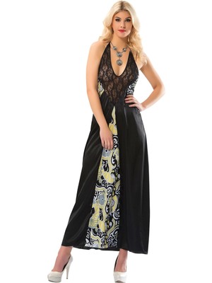Siyah Dantelli Saten Gecelik - 086 - Beden L/xl 11