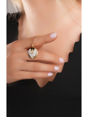 925 Ayar Gümüş, Gold Kaplamalı Uzak Şehir Madalyon Kolyesi