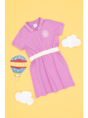 U.S. Polo Assn. Kız Çocuk Fuşya Polo Yaka Kısa Kol A-Form Örme Elbise 50306260-VR023