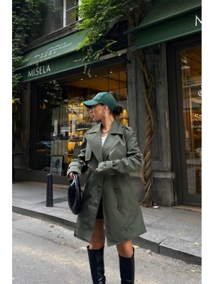 Trench Kısa Şanel Boy - Haki