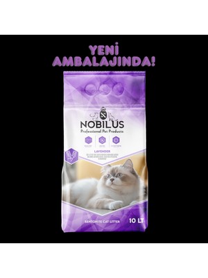 Nobilus Lavanta Kokulu Koku Hapseden, Tozsuz, Topaklanan Kedi Kumu 10 Lt Anti Bakterial Formula